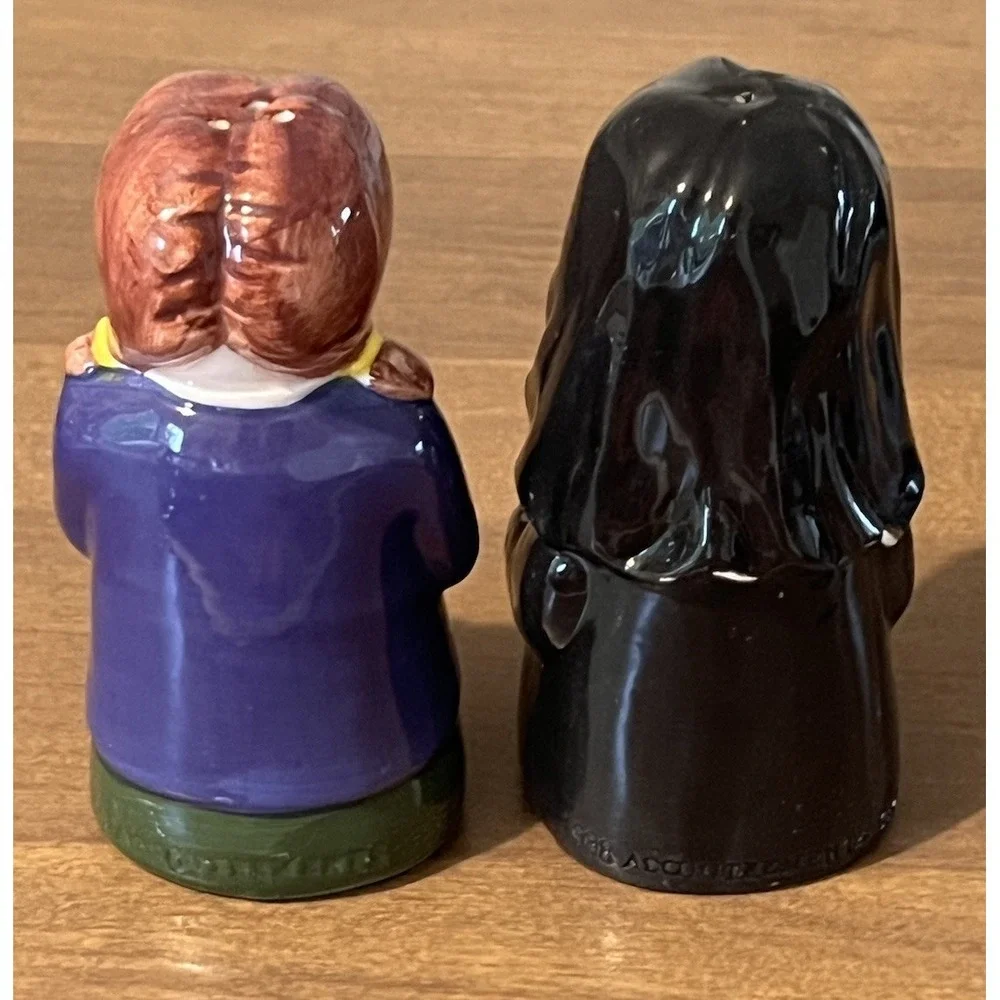 Nun & Catholic School Girl Salt & Pepper Shakers Ceramic Church Religion Vintage